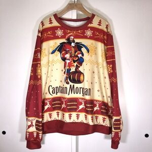 Captain Morgan Christmas Holiday Long Sleeve Pullover Top Shirt Men's Size XL